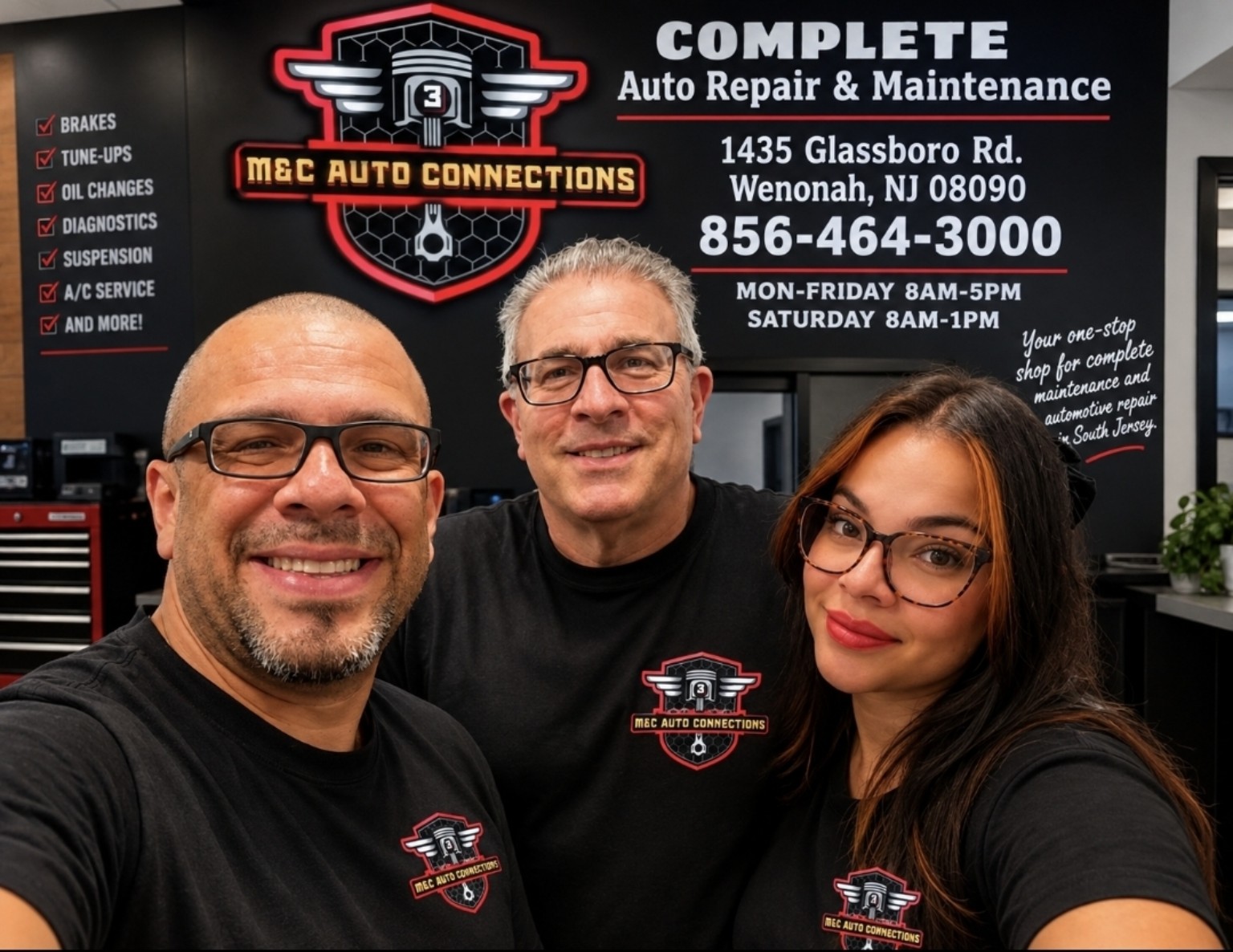 M&C Auto Connections team, left to right: Milton, John and Celida